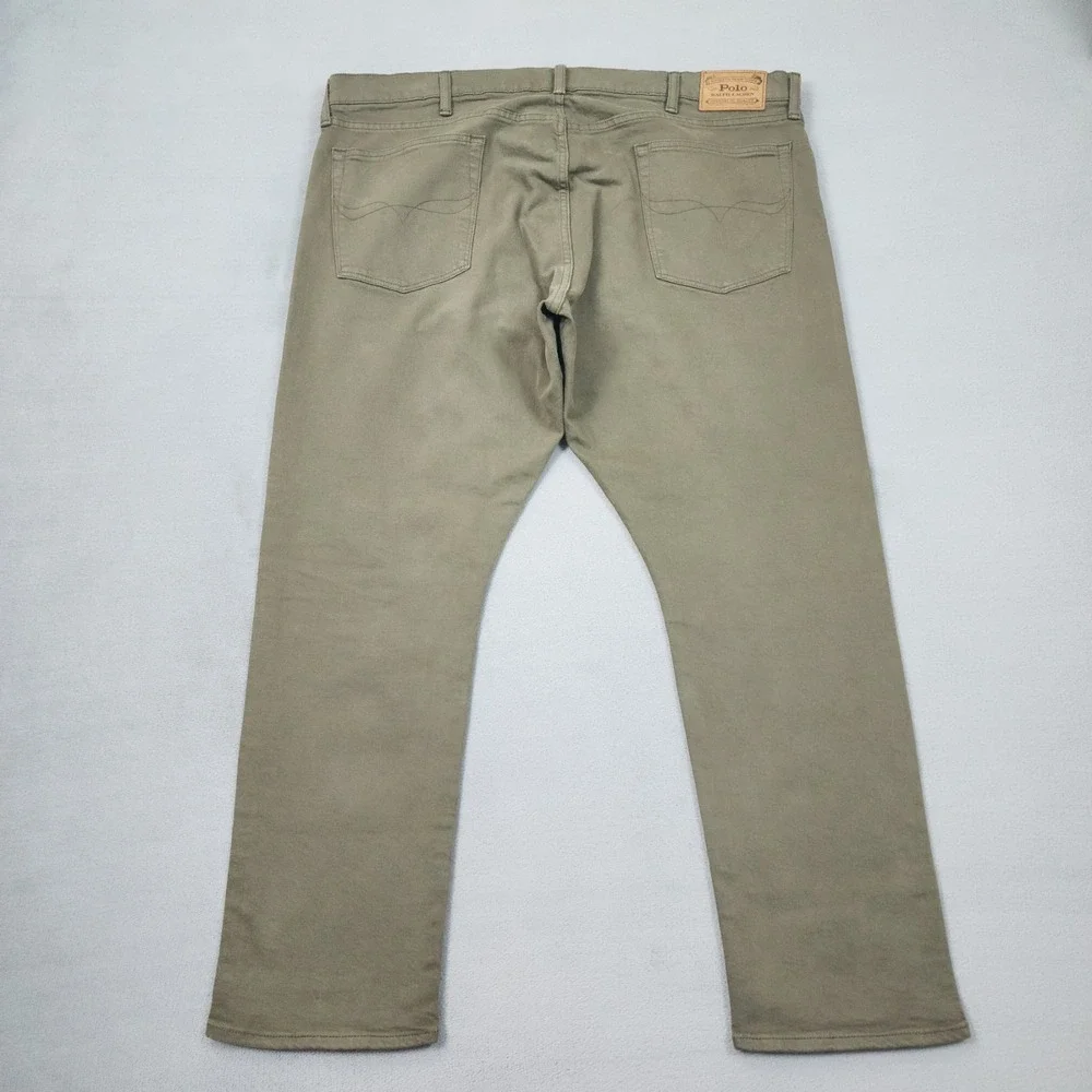 Polo Ralph Lauren Sullivan Jeans Mens 42x30 Olive Green Slim Stretch Preppy